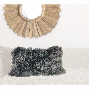 17" Black Genuine Tibetan Lamb Fur Pillow With Microsuede Backing pillows,bed pillow,sleeping cushion