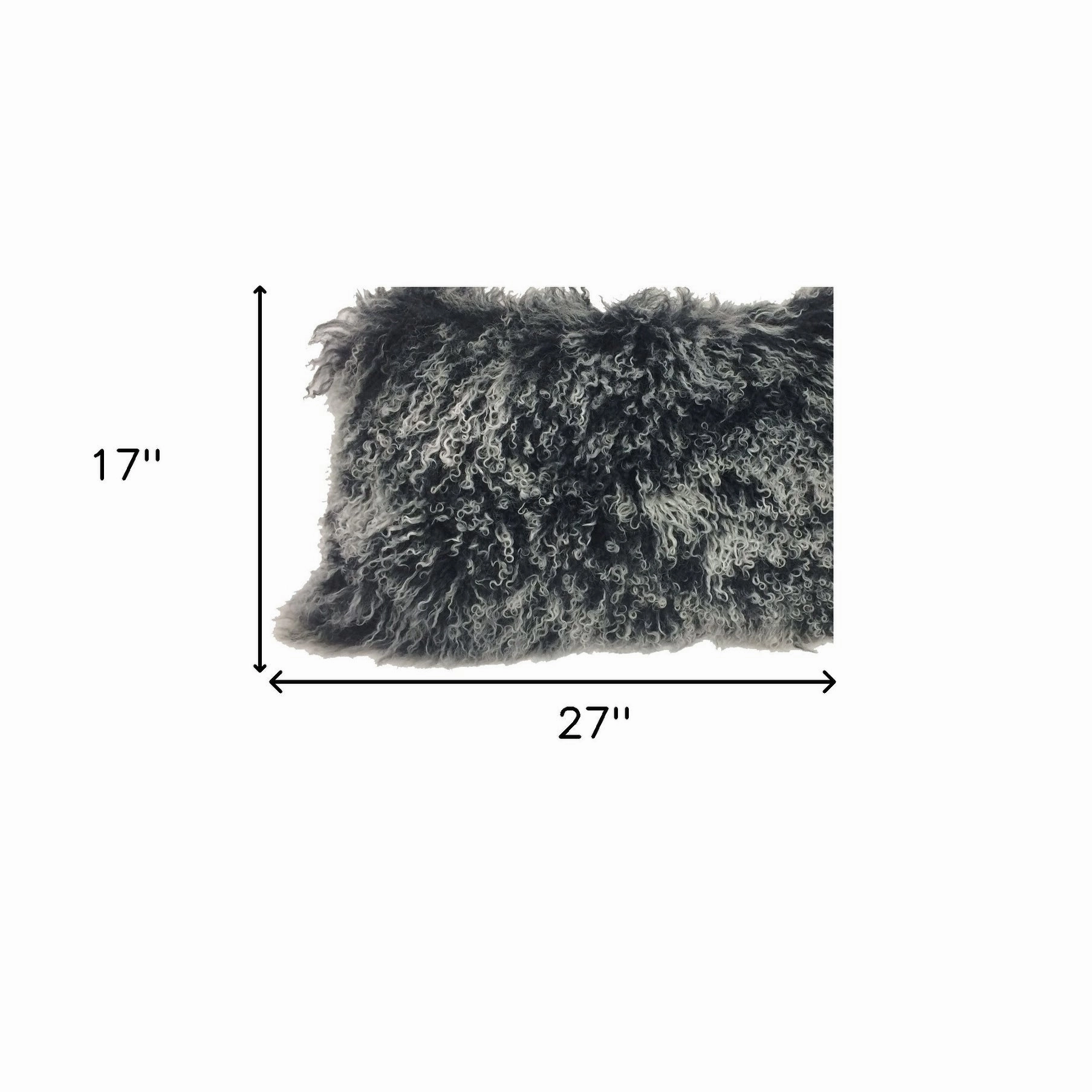 17" Black Genuine Tibetan Lamb Fur Pillow With Microsuede Backing