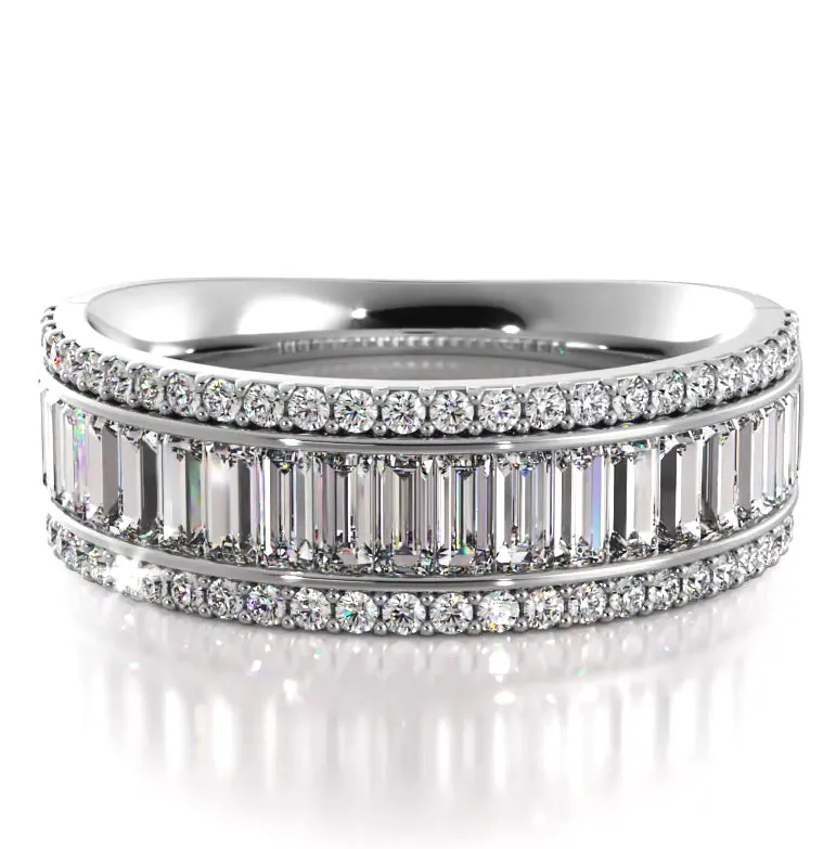 1.85 ct. Baguette And Round Diamond Wedding Band