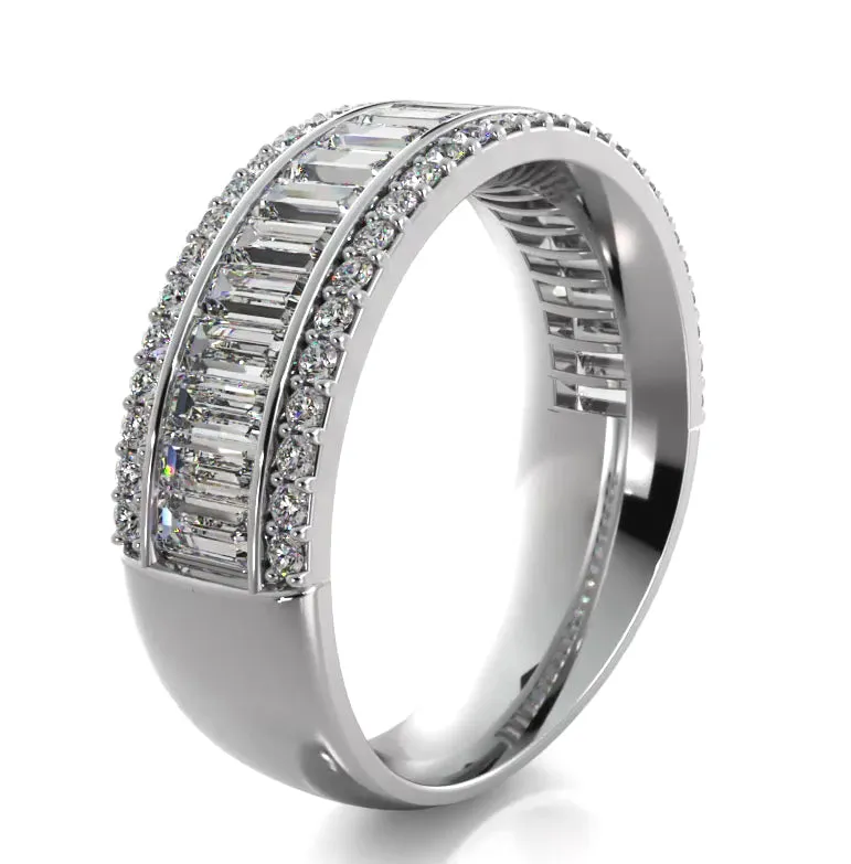 1.85 ct. Baguette And Round Diamond Wedding Band