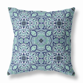 18" Blue Aqua Cloverleaf Indoor Outdoor Zippered Throw Pillow pillows,bed pillow,sleeping cushion