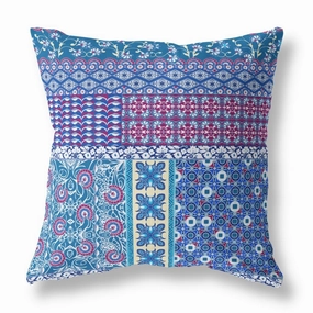 18" Navy Plum Patch Indoor Outdoor Throw Pillow - Blue pillows,bed pillow,sleeping cushion
