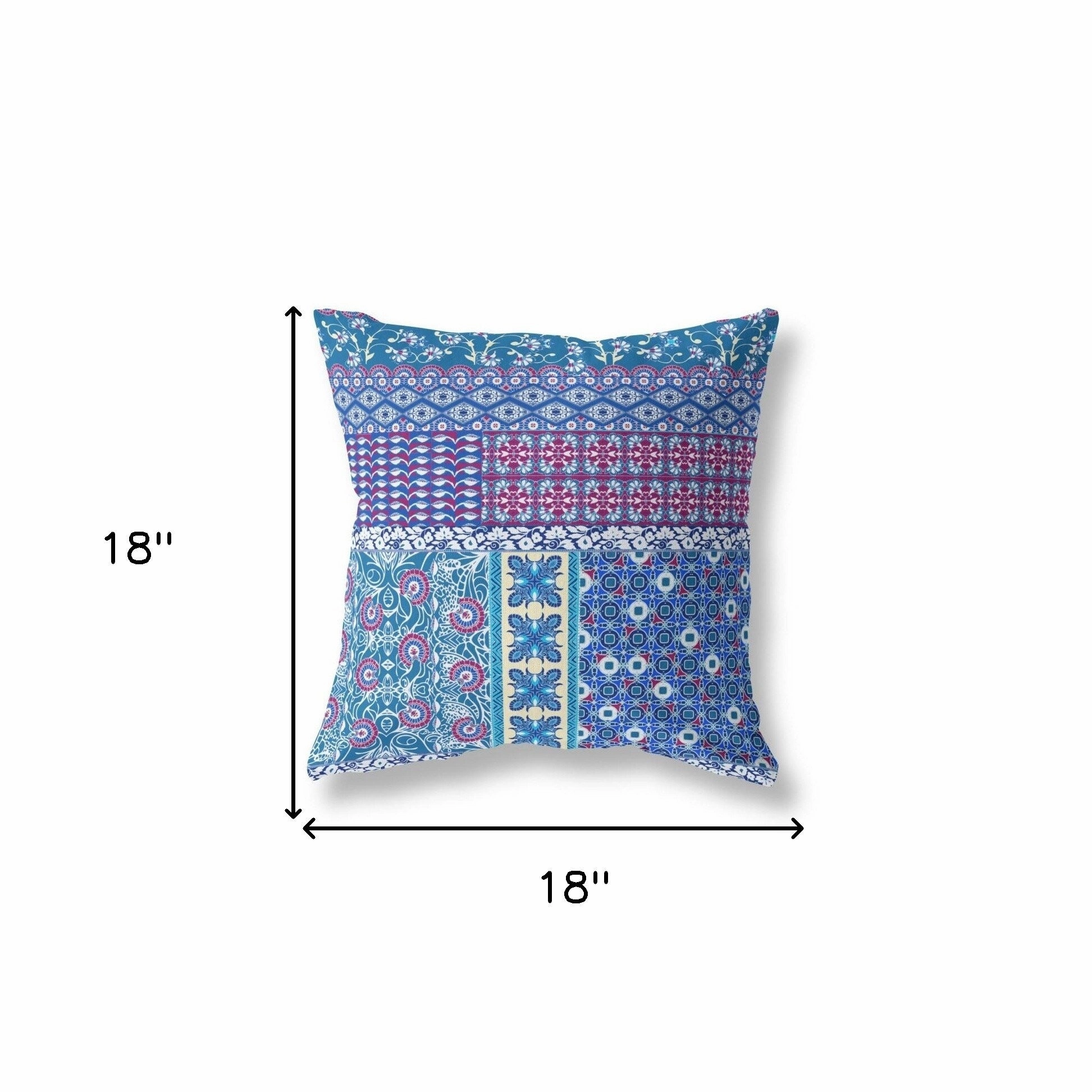 18" Navy Plum Patch Indoor Outdoor Throw Pillow - Blue