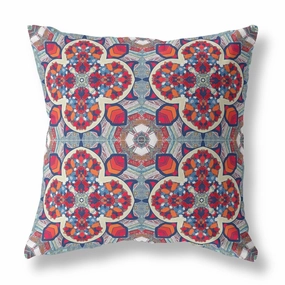 18" Red Blue Cloverleaf Indoor Outdoor Zippered Throw Pillow pillows,bed pillow,sleeping cushion