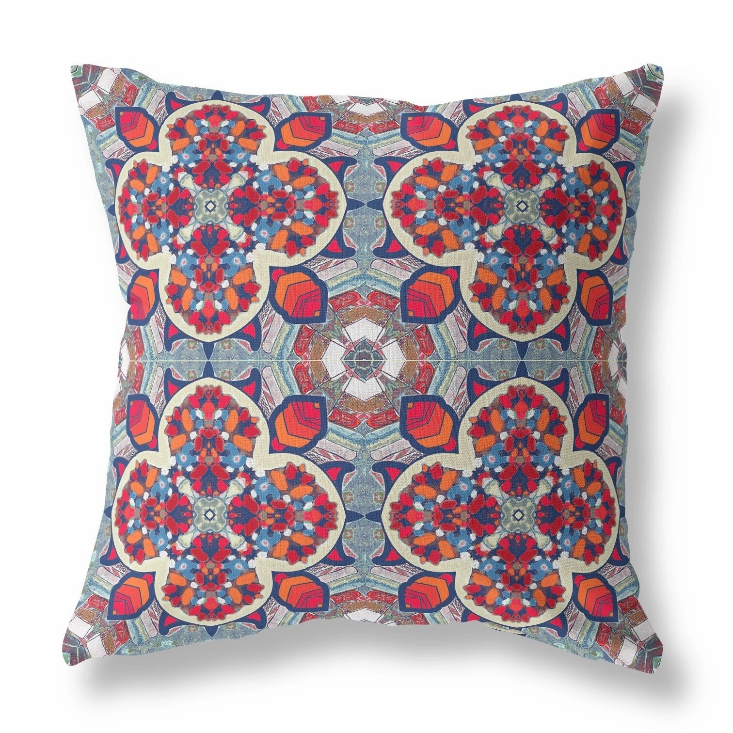 18" Red Blue Cloverleaf Indoor Outdoor Zippered Throw Pillow pillows,bed pillow,sleeping cushion