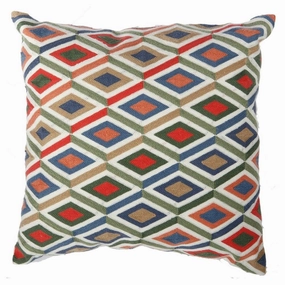 18 X 18 Inch Cotton Pillow with Geometric Embroidery, Set of 2, Multicolor pillows,bed pillow,sleeping cushion