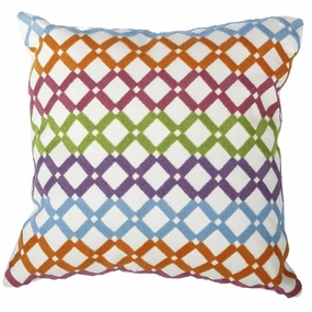 18 X 18 Inch Cotton Pillow with Lattice Embroidery, Set of 2, Multicolor pillows,bed pillow,sleeping cushion