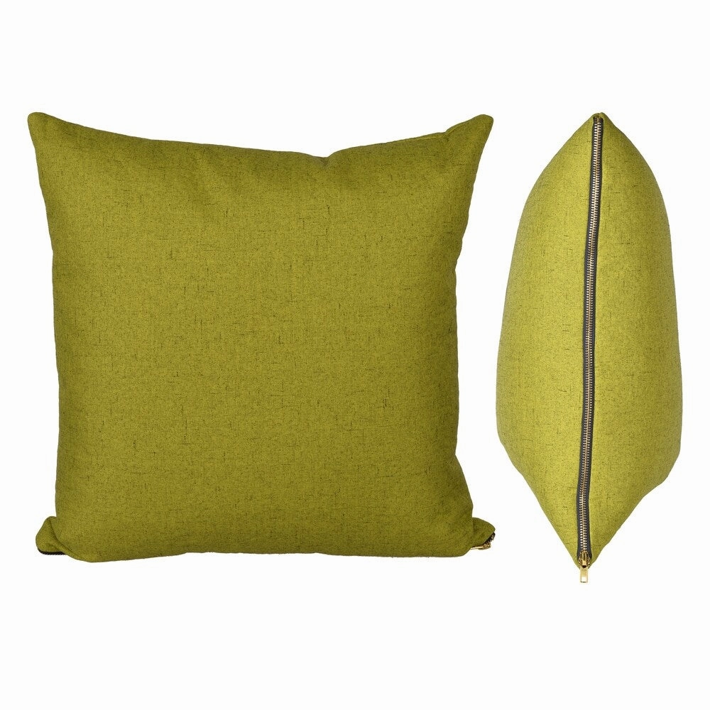 18 X 18 Inch Polyester Cover Pillow with Zipper Opening, Set of 2, Green pillows,bed pillow,sleeping cushion