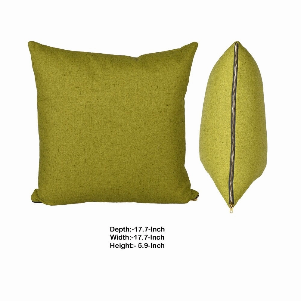 18 X 18 Inch Polyester Cover Pillow with Zipper Opening, Set of 2, Green