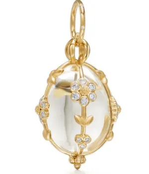 18K Medium Diamond Fiori Rock Crystal Amulet