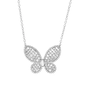 18K White Gold Natural Diamonds Butterfly Necklace
