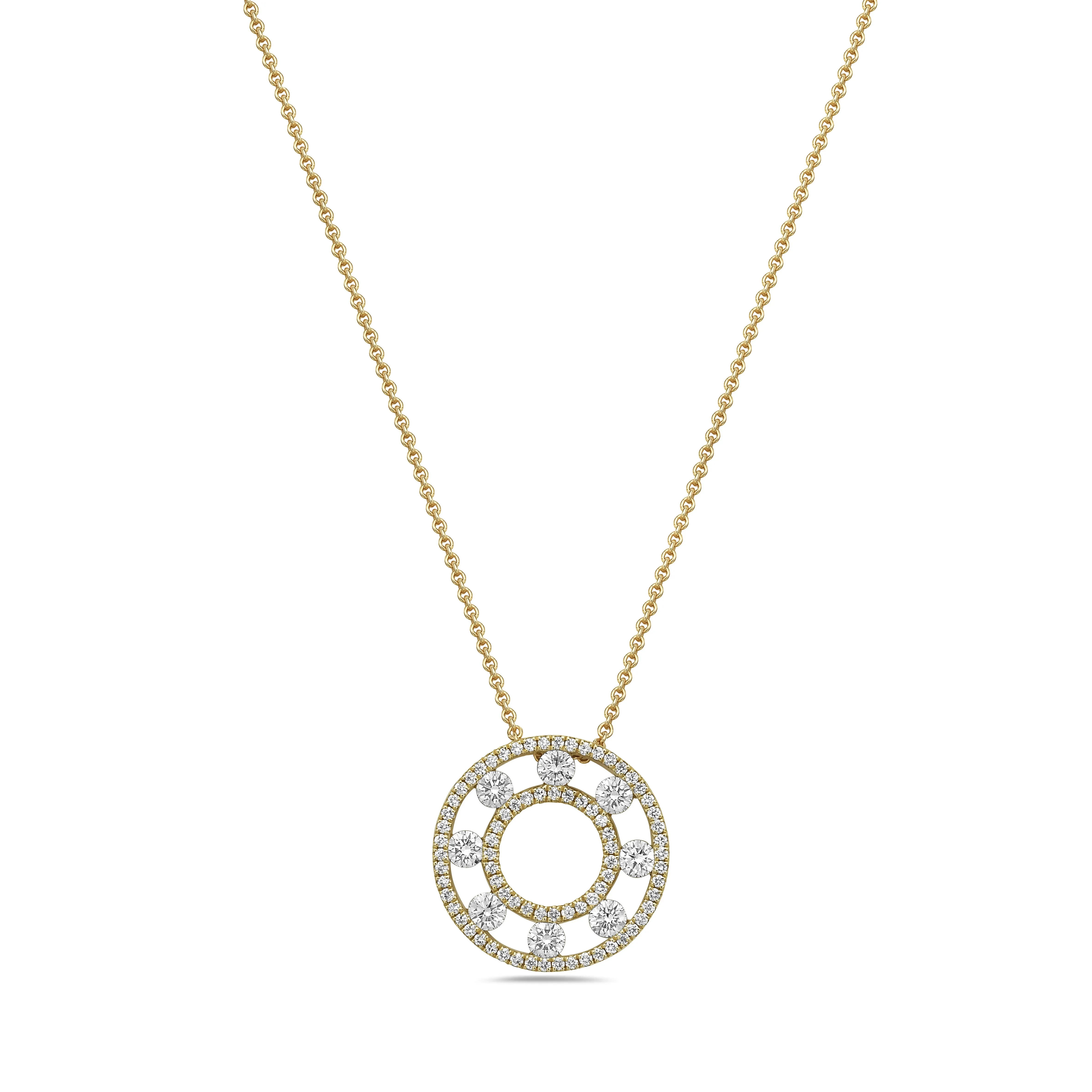 18k Yellow Gold Floating Diamond Pendant