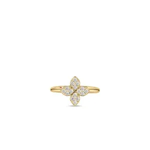 18K YELLOW GOLD LOVE IN VERONA MEDIUM PAVE DIAMOND FLOWER RING