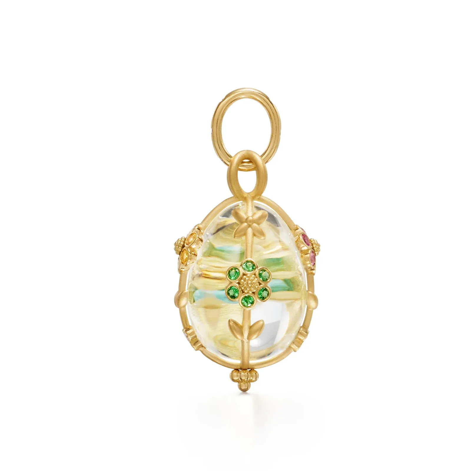 18k Yellow Gold Medium Fiori Rock Crystal Amulet