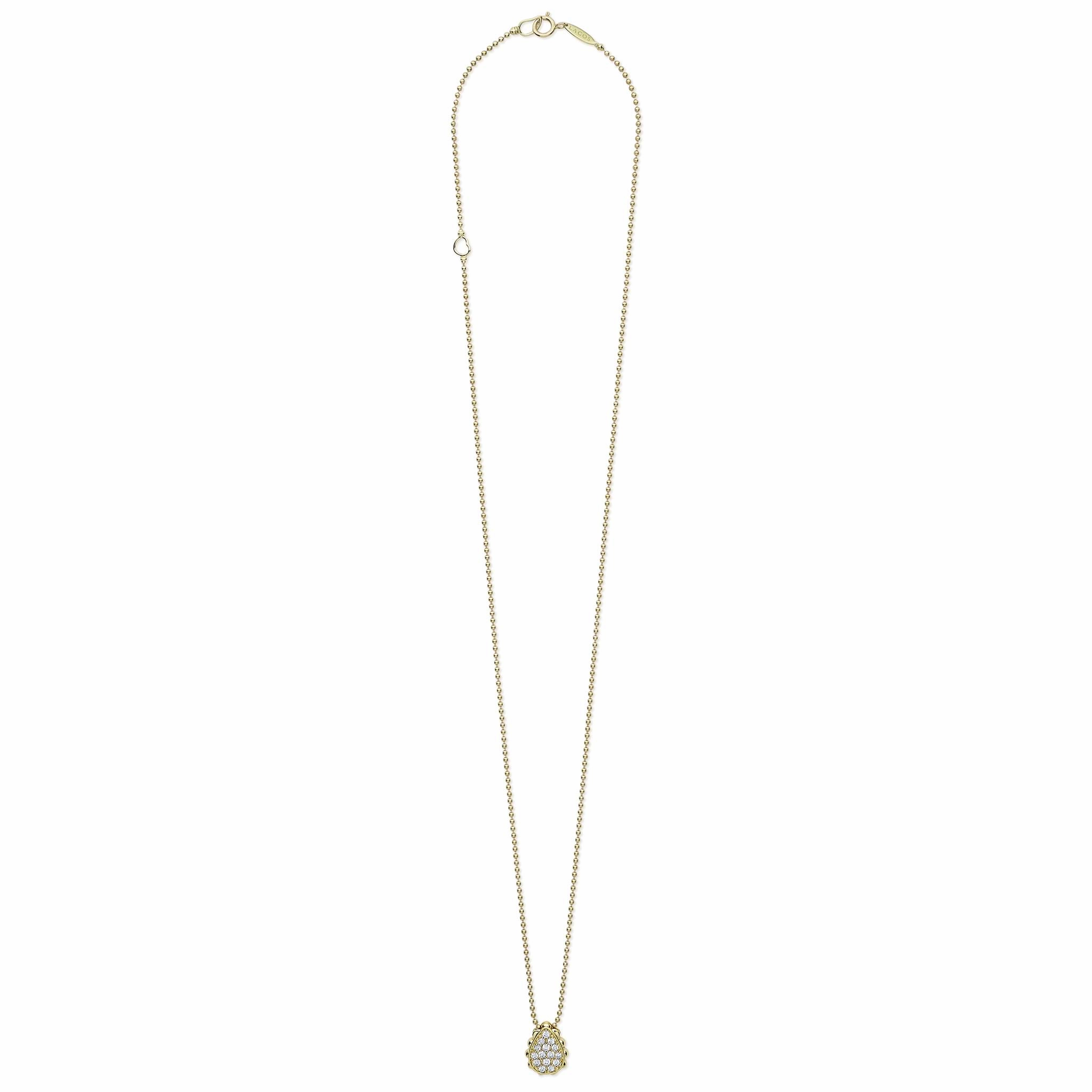 18K Caviar Gold Pave Diamond Pendant Necklace