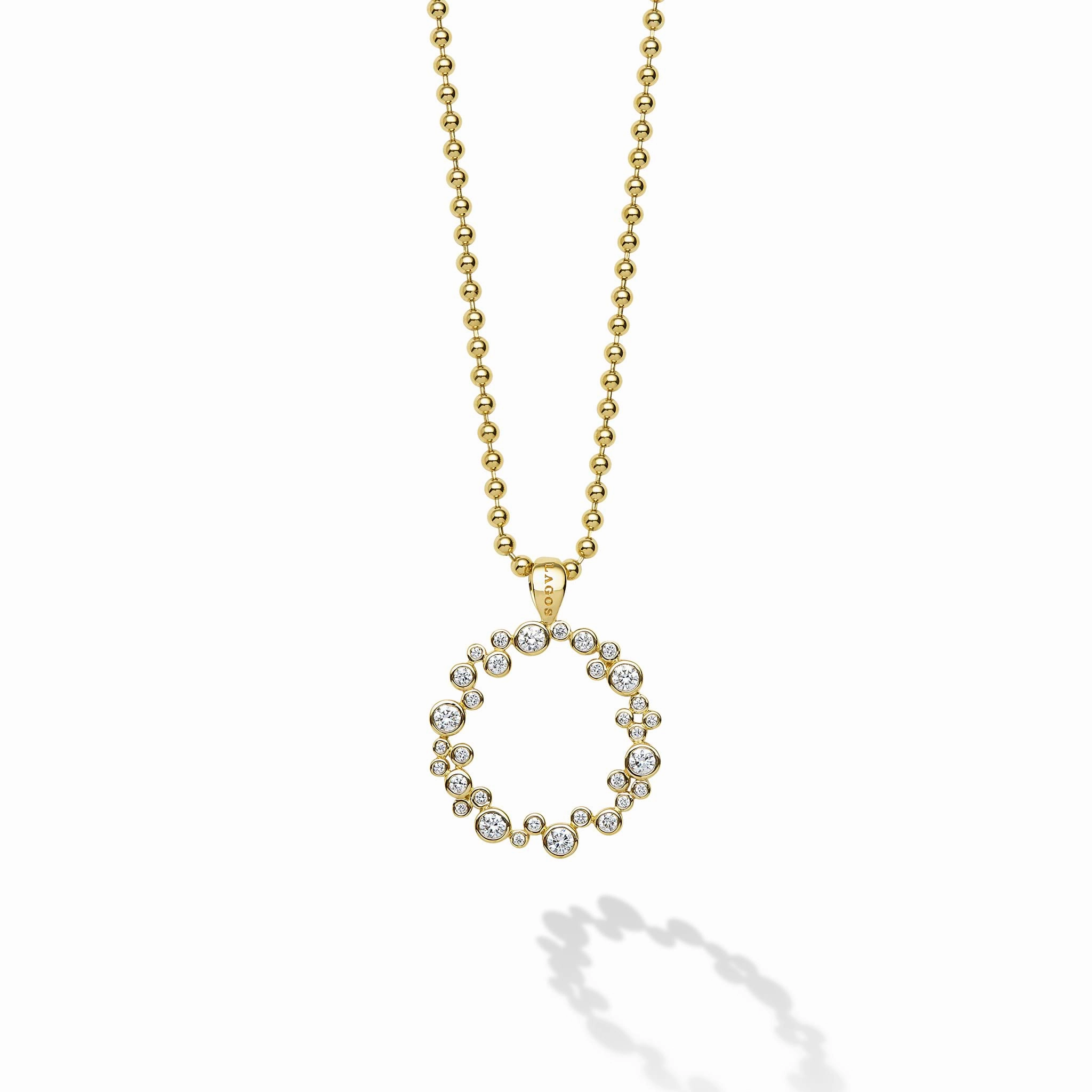 18K Fizz Diamond Circle Pendant Necklace