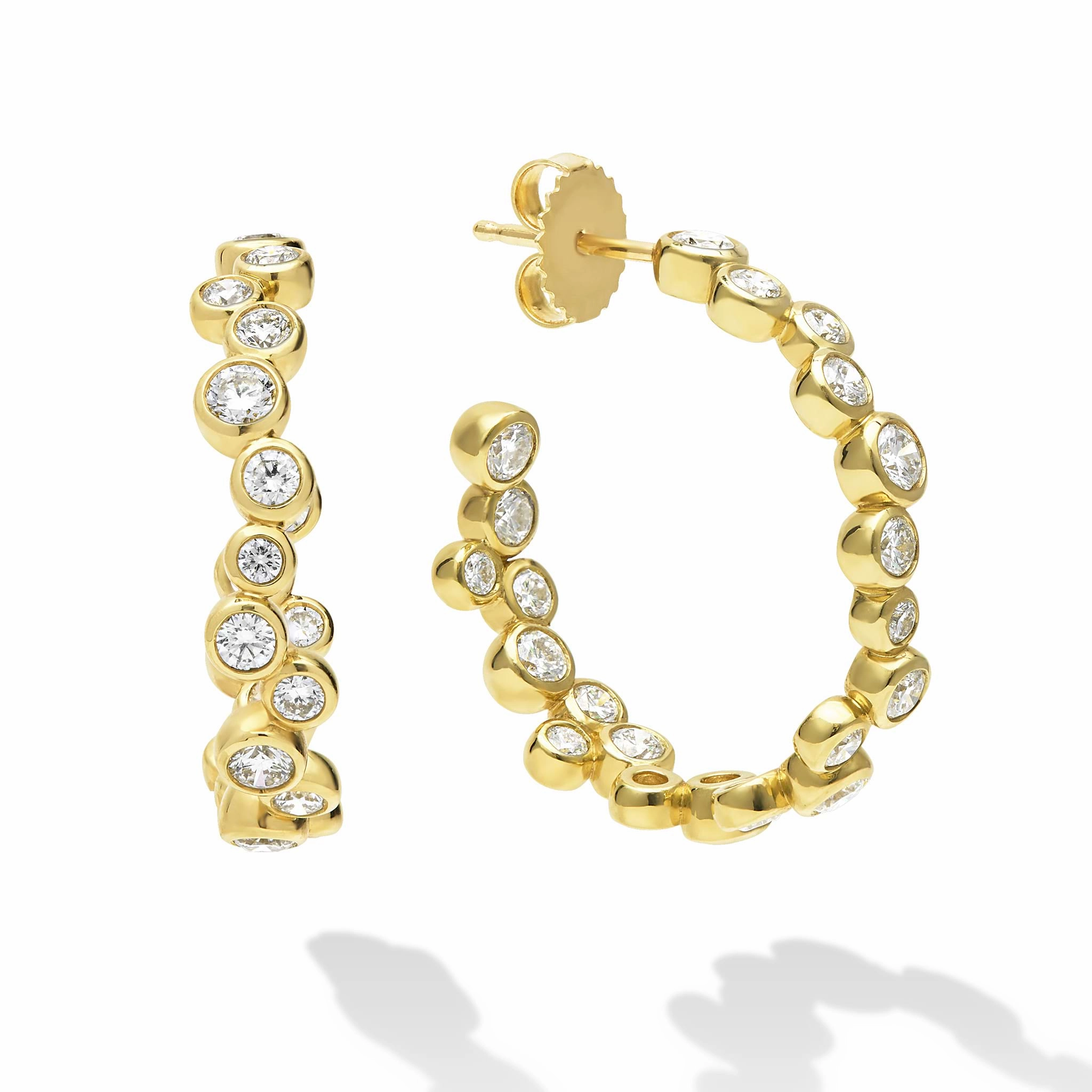 18K Fizz Diamond Hoop Earrings