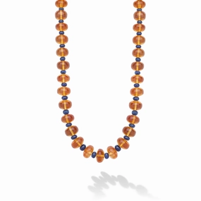 18K Gold Citrine & Sapphire Roundel Necklace