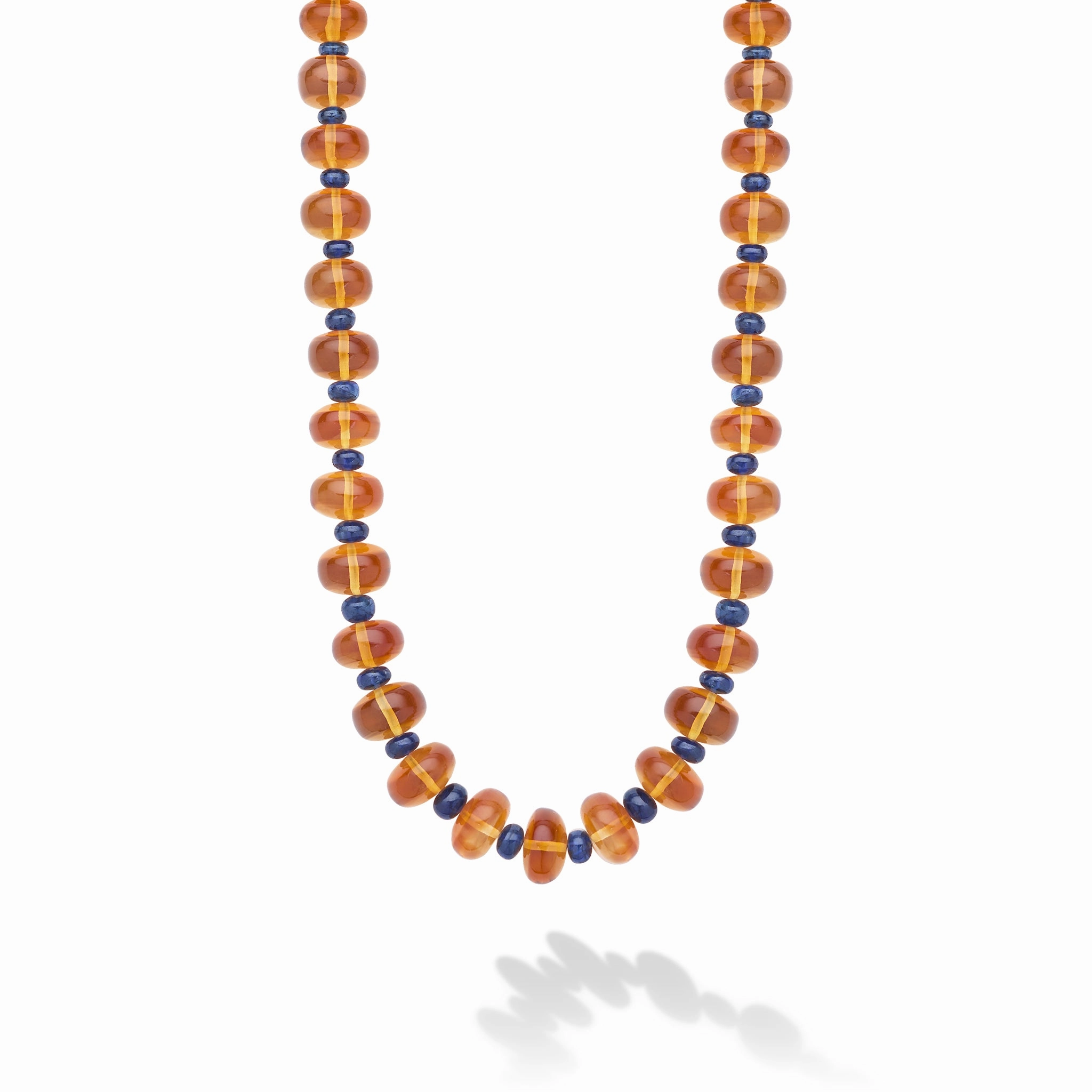 18K Gold Citrine & Sapphire Roundel Necklace