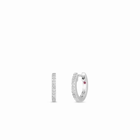 18K WHITE GOLD DIAMOND EXTRA SMALL HOOP EARRINGS