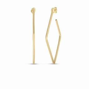 18K YELLOW DESIGNER GOLD SQUARE HOOP EARRINGS