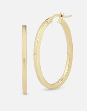 18K YELLOW DESIGNER GOLD THE PERFECT HOOP SMALL SQUARE EDGED OVAL EARRINGS