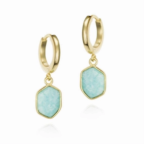 18K Yellow Gold Vermeil Amazonite Dangle Earrings