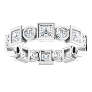1.92 ct. Princess & Round Diamond Eternity Band