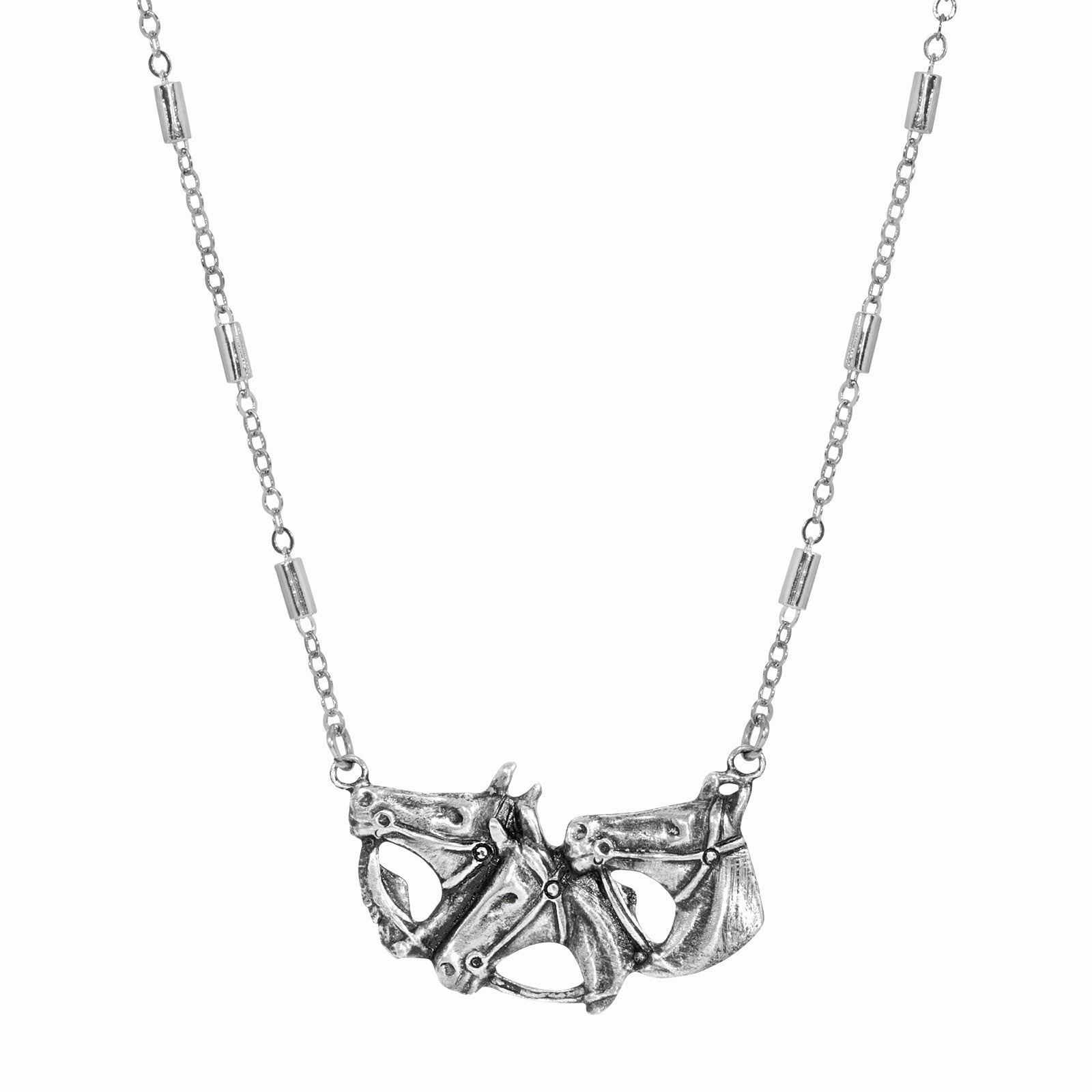 1928 Jewelry&reg; Pewter Horse Heads Necklace 16 Inch Adj