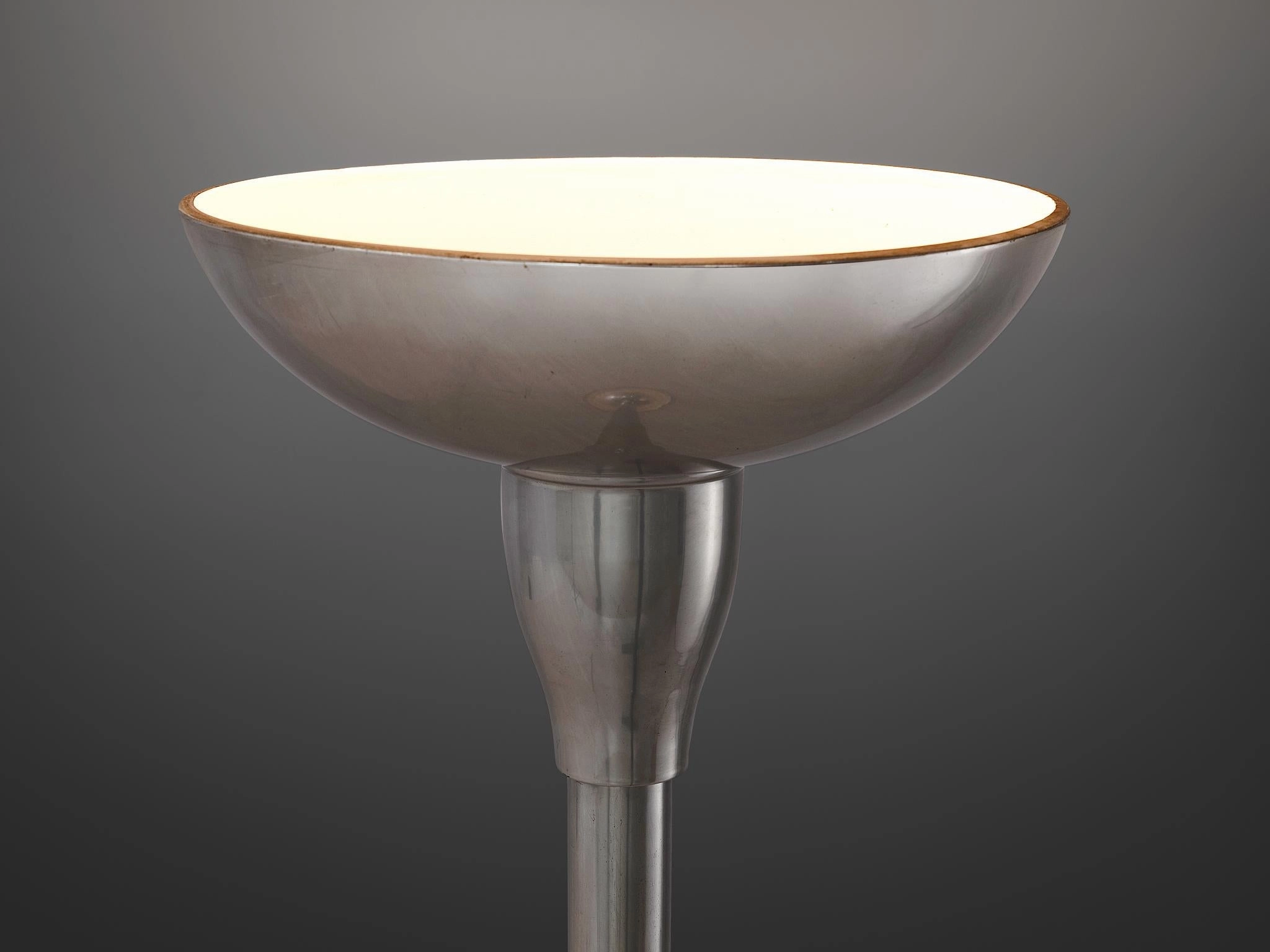 1930s French Art Deco Floor Lamp in Silver Aluminum