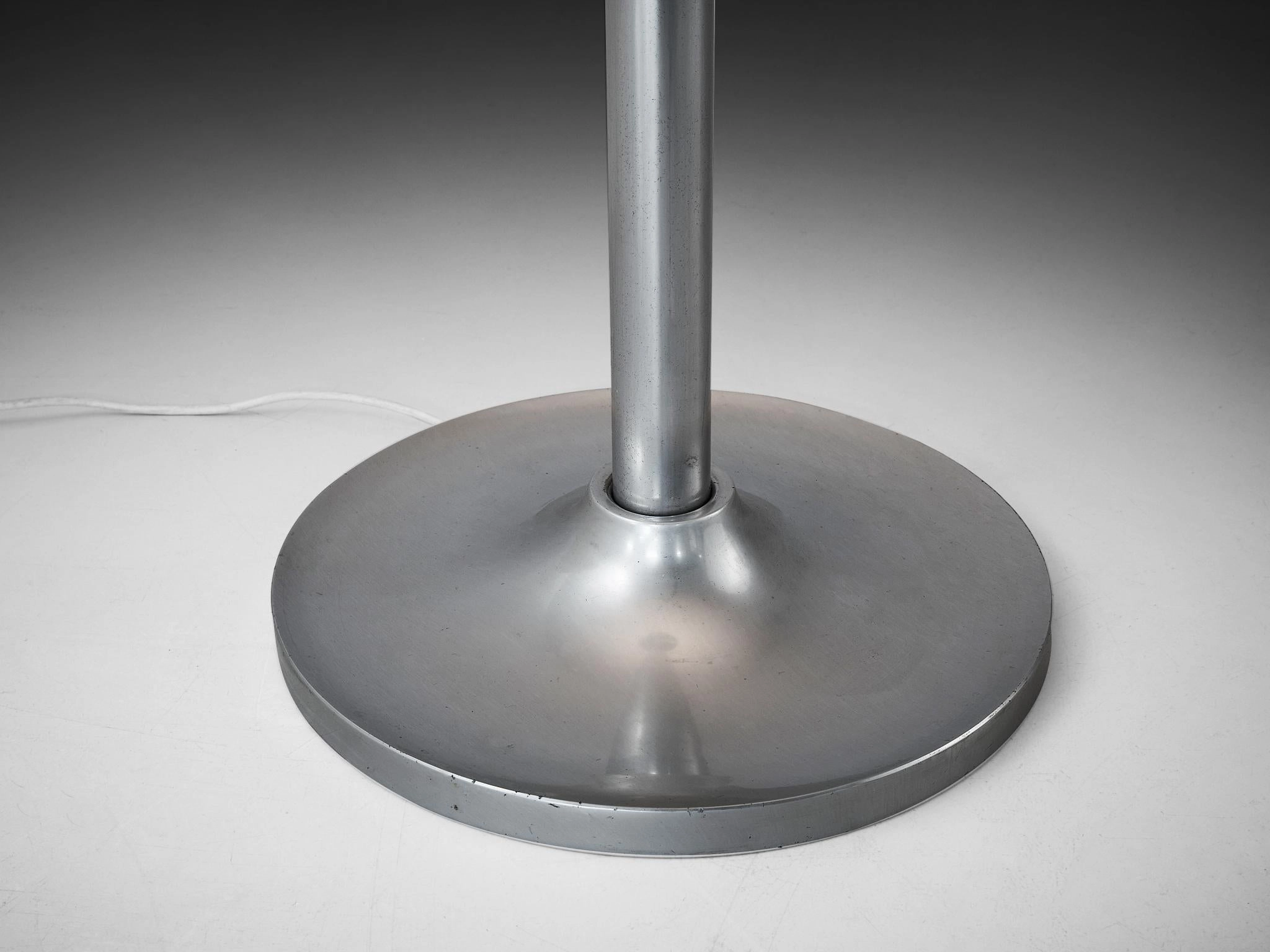 1930s French Art Deco Floor Lamp in Silver Aluminum