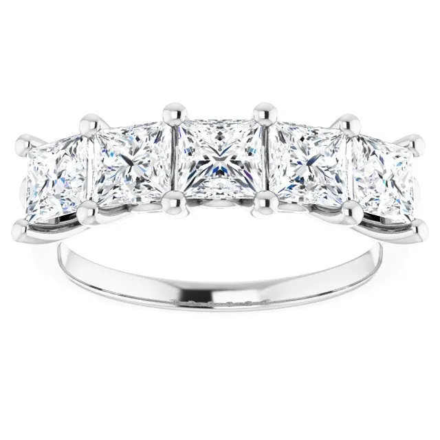 1.95 ct. Princess  Cut Diamond Wedding Band 5 Stone Anniversary Ring