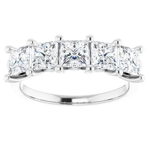 1.95 ct. Princess  Cut Diamond Wedding Band 5 Stone Anniversary Ring