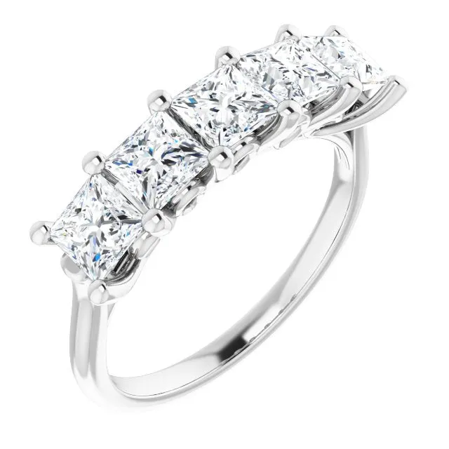 1.95 ct. Princess  Cut Diamond Wedding Band 5 Stone Anniversary Ring