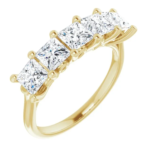 1.95 ct. Princess  Cut Diamond Wedding Band 5 Stone Anniversary Ring