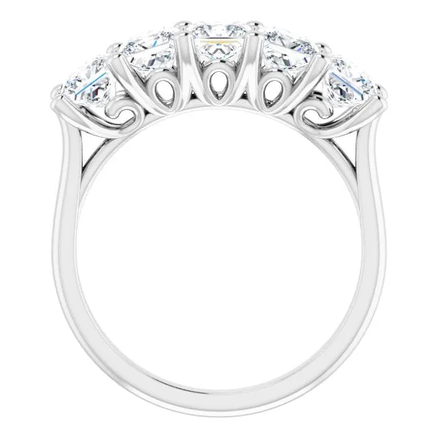 1.95 ct. Princess  Cut Diamond Wedding Band 5 Stone Anniversary Ring