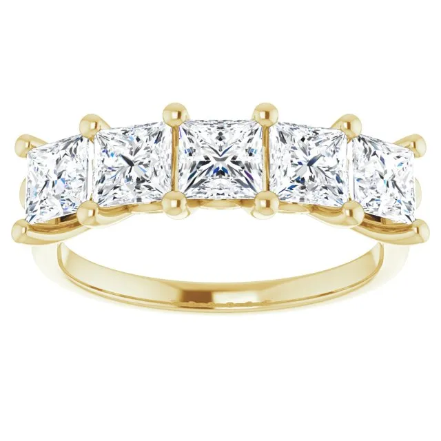 1.95 ct. Princess  Cut Diamond Wedding Band 5 Stone Anniversary Ring