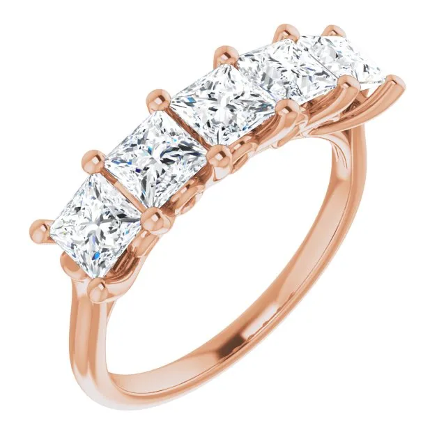 1.95 ct. Princess  Cut Diamond Wedding Band 5 Stone Anniversary Ring