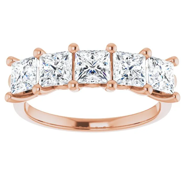 1.95 ct. Princess  Cut Diamond Wedding Band 5 Stone Anniversary Ring