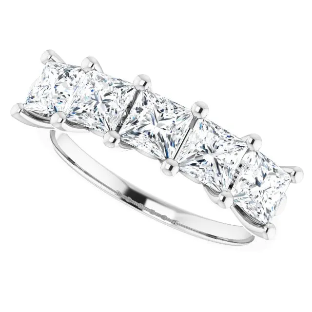 1.95 ct. Princess  Cut Diamond Wedding Band 5 Stone Anniversary Ring
