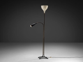 1950s Italian Mid-Century Floor Lamp in Coated Aluminum and Brass Knife Set,Kitchen Knives