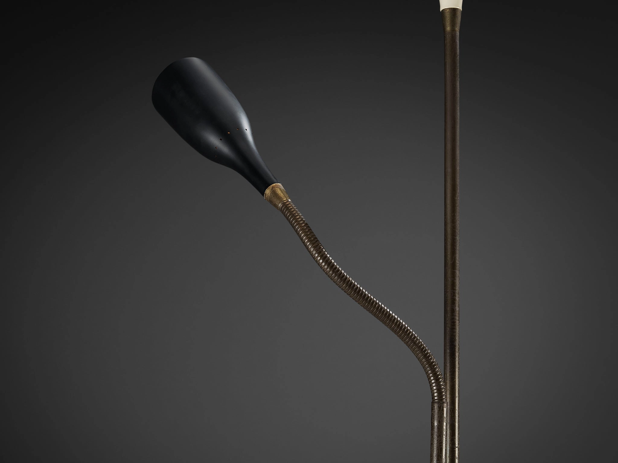1950s Italian Mid-Century Floor Lamp in Coated Aluminum and Brass