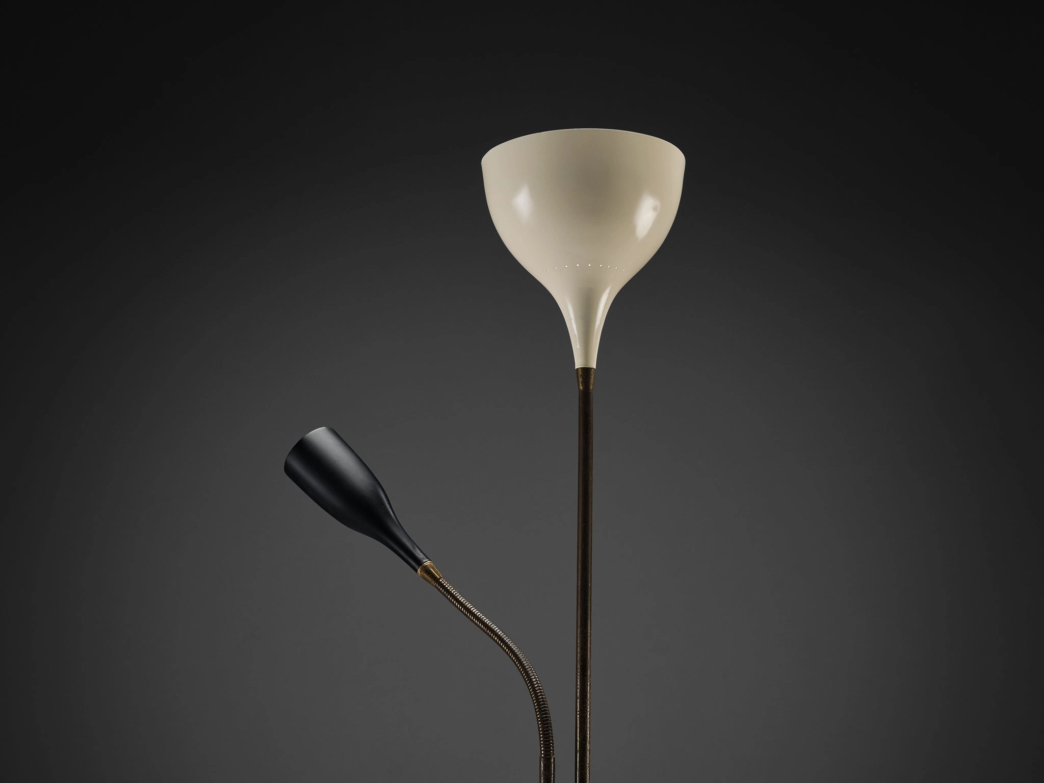 1950s Italian Mid-Century Floor Lamp in Coated Aluminum and Brass
