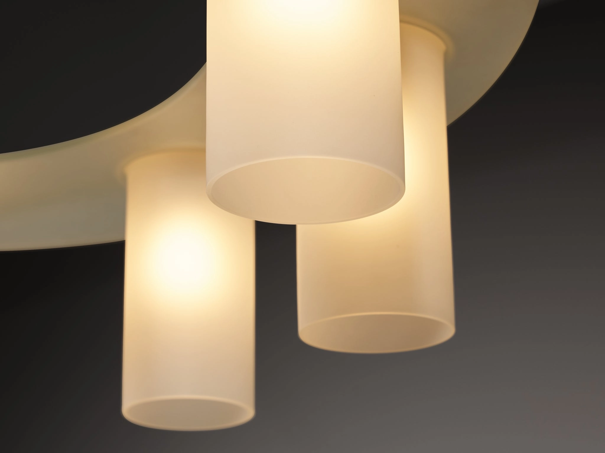 1950s Mid-Century Modern Italian Chandeliers in Satin Glass and Brass