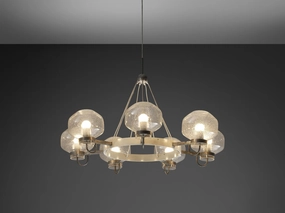 1970s Chandelier in Silver-Colored Metal & Blown Glass Knife Set,Kitchen Knives