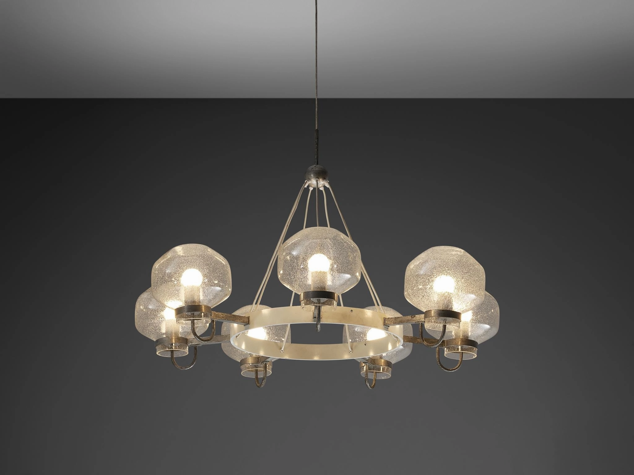 1970s Chandelier in Silver-Colored Metal & Blown Glass Knife Set,Kitchen Knives
