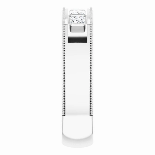 1.0 ctw Bar Set Princess Diamond Milgrain Accent Men's Ring