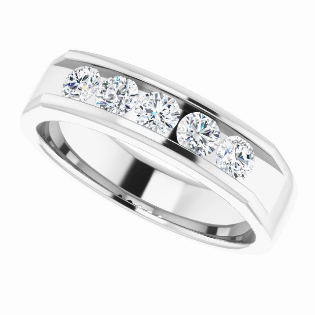 1.0 ctw Channel Set Round Diamond Men's Ring