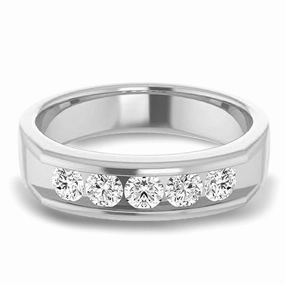 1.0 ctw Channel Set Round Diamond Men's Ring
