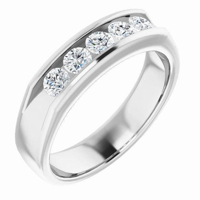 1.0 ctw Channel Set Round Diamond Men's Ring